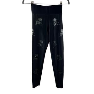 Soul Cycle x Ultracor Skull & Crossbones Black Leggings High Rise Stretch Size S